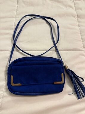 Royal Blue Crossbody Bag with Tassel Accent